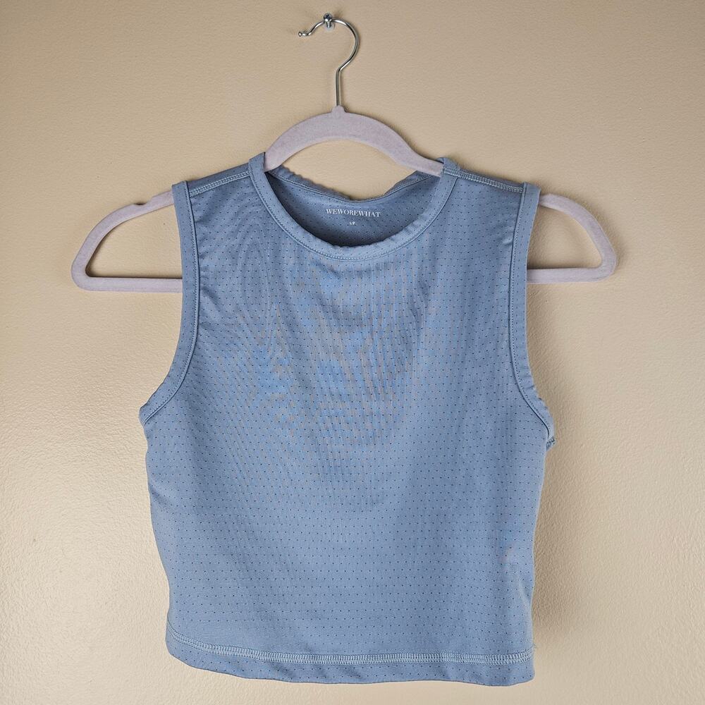 WeWoreWhat Blue Muscle Cropped Tank Top Size Small